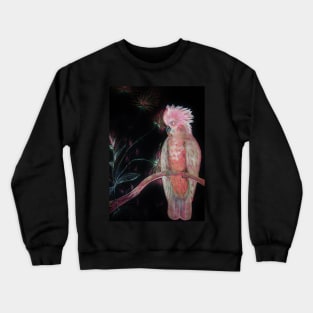 PINK COCKATOO PARROT TROPICAL EXOTIC ABSTRACT PALM POSTER PRINT Crewneck Sweatshirt